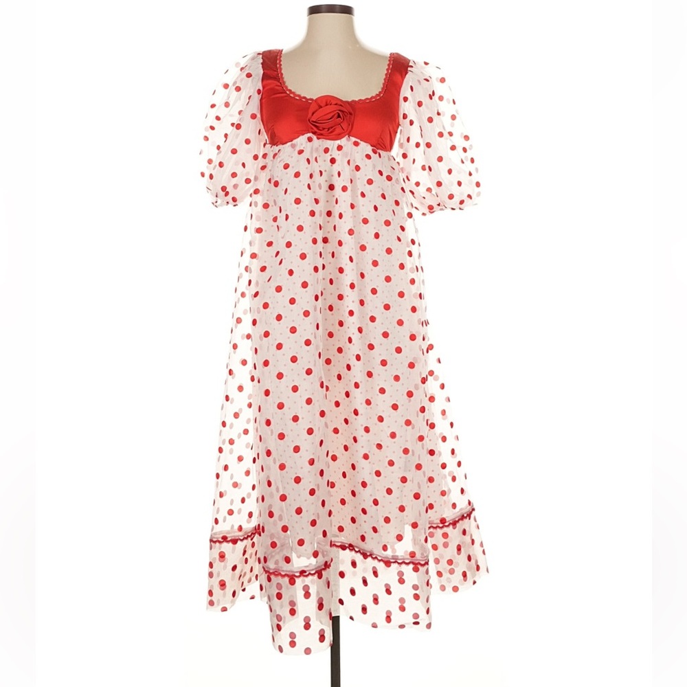 NWT For Love & Lemons Red Polka Dot Rhonda Dress